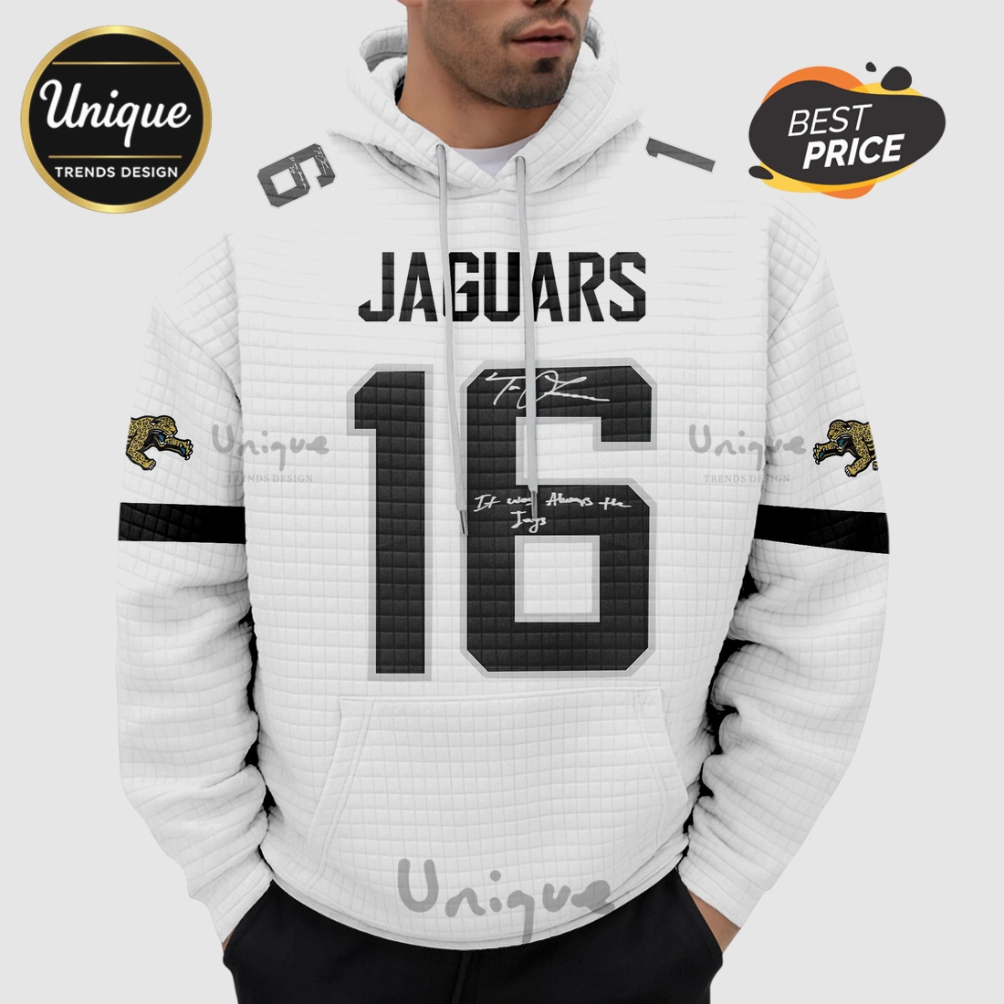 Jacksonville Jaguars Lawrence 16 Signature Waffle Texture Hoodie Jacksonville Jaguars Lawrence 16 Signature Waffle Texture Hoodie