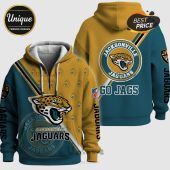 Jacksonville Jaguars themed hoodie featuring team logos and colors.!