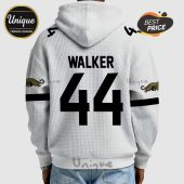 White waffle hoodie with 'WALKER' and the number '44' in black, plus a jaguar and horizontal lines on the sleeves.!