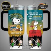 Personalized Jacksonville Jaguars Snoopy Bud Light 40oz Tumbler - Perfect for tailgating!