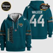 Jacksonville Jaguars Walker 44 Teal Hoodie with team logos.!