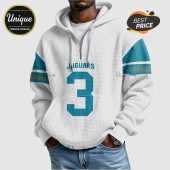 Jaguars themed hoodie with the number 3 and teal shoulder stripes.!