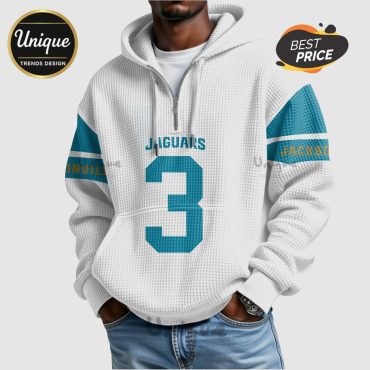 Jakobi Meyers Jacksonville Jaguars  3 NFL Quarter Zip Waffle Hoodie