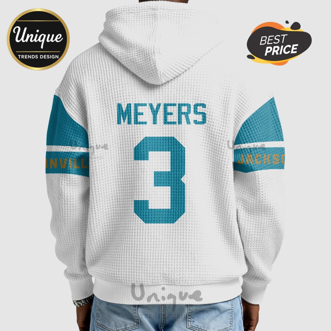 Jakobi Meyers Jacksonville Jaguars 3 NFL Quarter Zip Waffle Hoodie Jakobi Meyers Jacksonville Jaguars 3 NFL Quarter Zip Waffle Hoodie