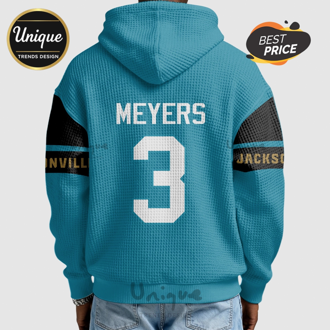Jakobi Meyers Jacksonville Jaguars 3 Quarter Zip Waffle Hoodie Jakobi Meyers Jacksonville Jaguars 3 Quarter Zip Waffle Hoodie
