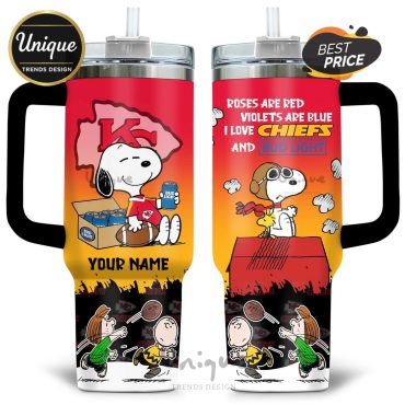 Kansas City Chiefs Snoopy Personalized 40oz Tumbler