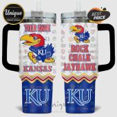 Personalized KU Jayhawks tumbler with the Jayhawk logo, 