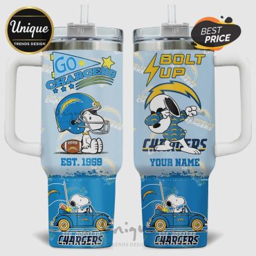 Los Angeles Chargers Snoopy Go Chargers Bolt Up 40oz Stanley Tumbler