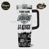 Personalized LA Kings tumbler with team logos and space for a custom name!
