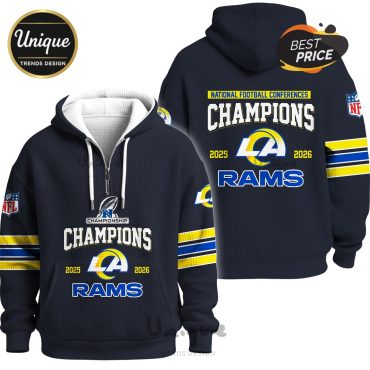 Los Angeles Rams 2025-2026 Champions Zip Waffle Hoodie