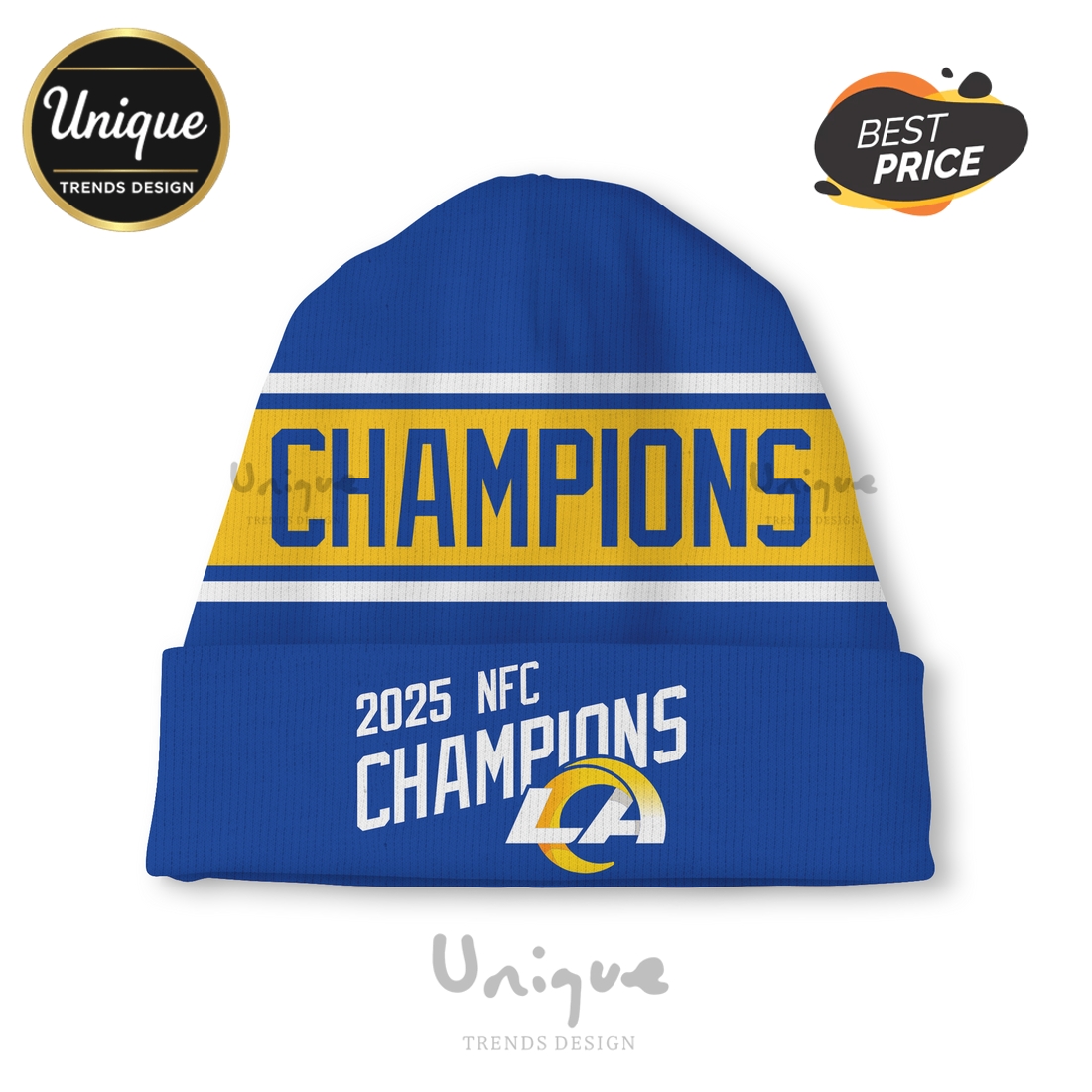 Los Angeles Rams 2025 NFC Champions Fan Apparel Beanie Hat Los Angeles Rams 2025 NFC Champions Fan Apparel Beanie Hat