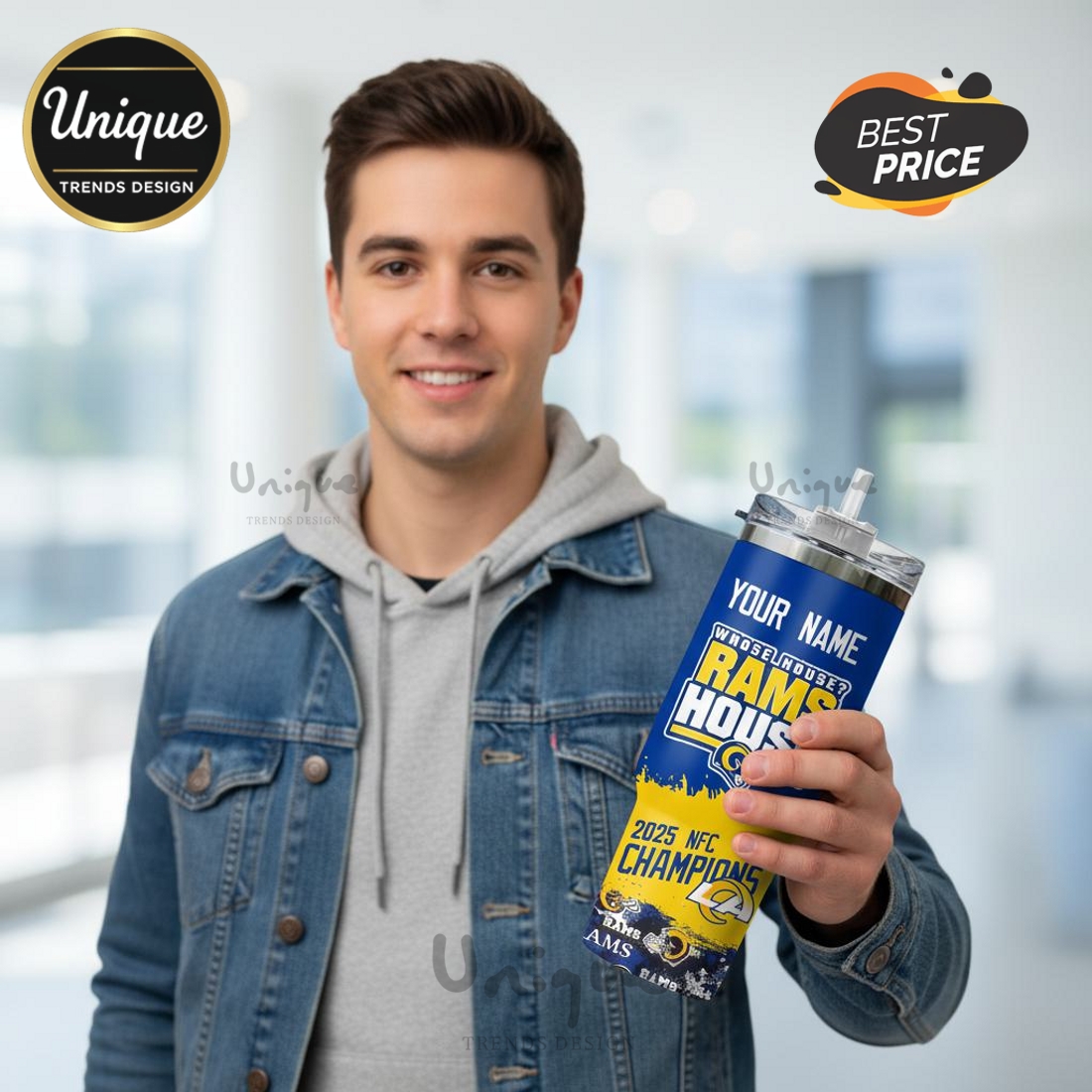 Los Angeles Rams 2025 NFC Champions Personalized Fan Gift Travel Mug Tumbler Los Angeles Rams 2025 NFC Champions Personalized Fan Gift Travel Mug Tumbler