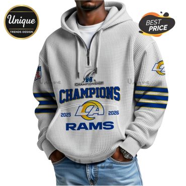 Los Angeles Rams 2026 Champions Commemorative Zip Waffle Hoodie