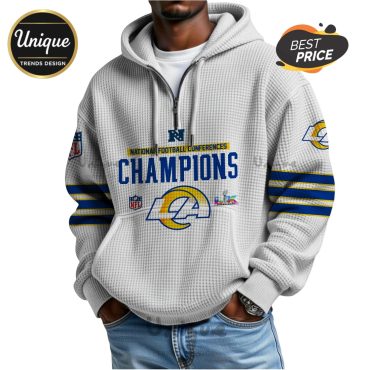 Los Angeles Rams  2026 Champions Super Bowl LX Zip Waffle Hoodie