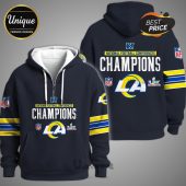 Los Angeles Rams Super Bowl LVI Champions hoodie with team logos and colors.!