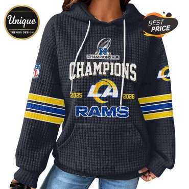 Los Angeles Rams Super Bowl Champions 2025-2026 Zip Waffle Hoodie