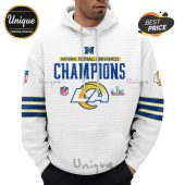 Los Angeles Rams Champions hoodie with team logos and Super Bowl LVI emblem.!
