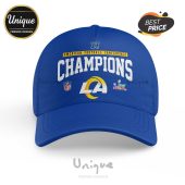 Blue cap featuring 'American Football Conference Champions' text and the LA Rams logo.!