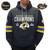 Los Angeles Rams Champions hoodie with the team logo and Super Bowl LVI emblem.!