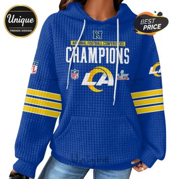 Los Angeles Rams Super Bowl LX Champions Zip Waffle Hoodie