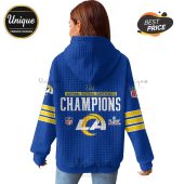 Blue hoodie with 'National Football Conference Champions' and Los Angeles Rams logo design.!