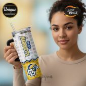 Marquette Golden Eagles themed tumbler with logos, school name, and a handle!