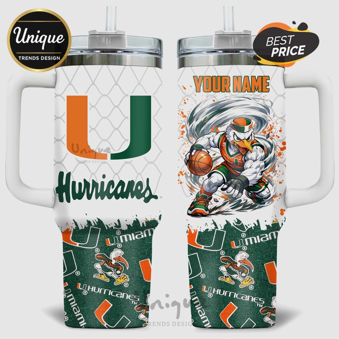 Miami Hurricanes Basketball Personalized 40oz Tumbler Miami Hurricanes Basketball Personalized 40oz Tumbler