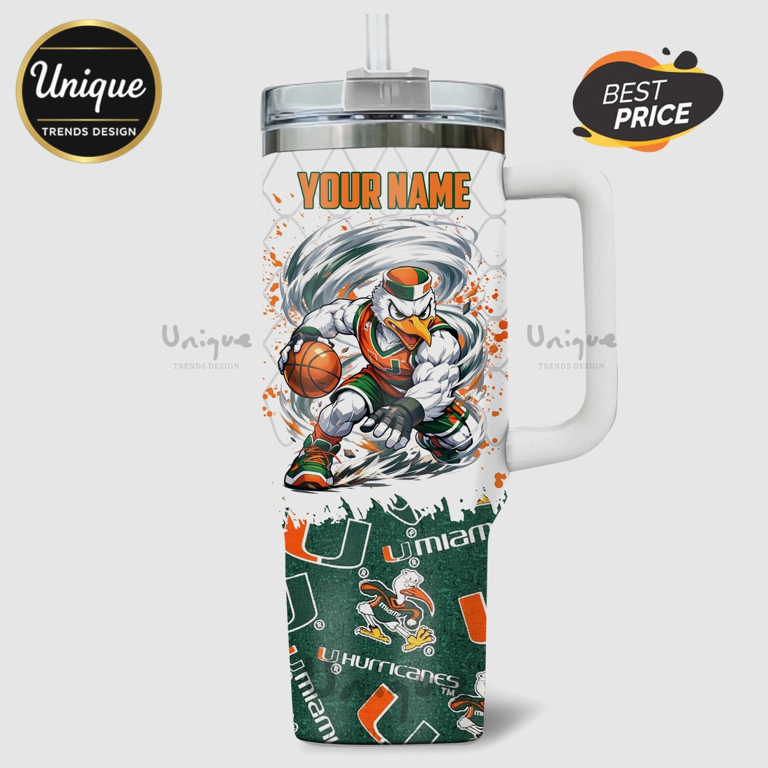 Miami Hurricanes Basketball Personalized 40oz Tumbler Miami Hurricanes Basketball Personalized 40oz Tumbler