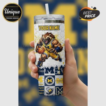 Michigan Wolverines Basketball Fan Personalized 40oz Tumbler