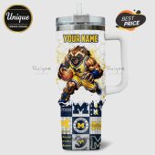 Personalized Michigan Wolverines mug with a wolverine basketball player design.!