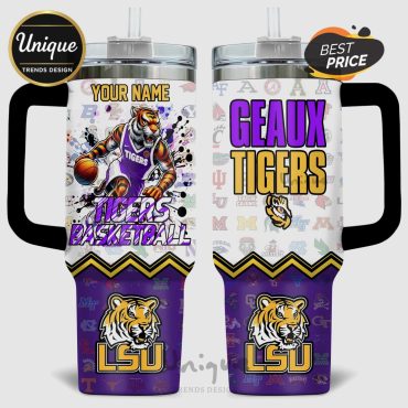 NCAA LSU Tigers Basketball Geaux Tigers Personalized 40oz Tumbler