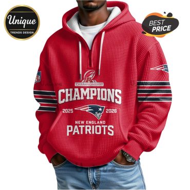 New England Patriots 2025-2026 Champions American Zip Waffle Hoodie