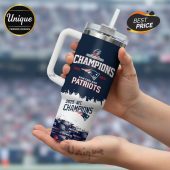 New England Patriots 2025 AFC Champions tumbler with handle and straw.!
