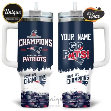 New England Patriots 2025 AFC Champions Personalized Design Tumbler