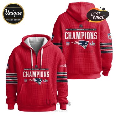 New England Patriots AFC Champions 3D Graphic Zip Waffle Hoodie