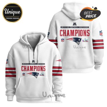 New England Patriots AFC Champions Commemorative Zip Waffle Hoodie