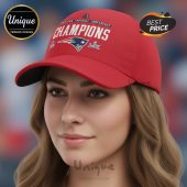Red baseball cap with 'American Football Conference Champions' text and Patriots logo.!