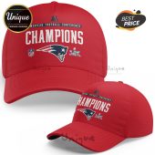 Red baseball cap featuring 'American Football Conference Champions' text, Patriots logo, NFL logo and Super Bowl logo.!