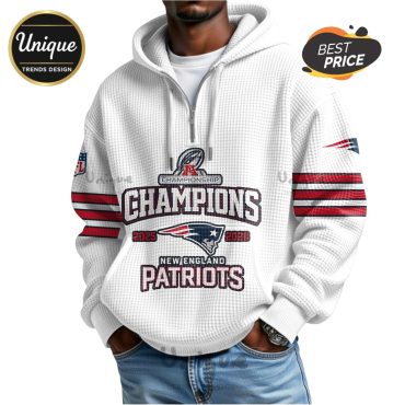 New England Patriots Champions 2025-2026 AFC Championship Zip Waffle Hoodie