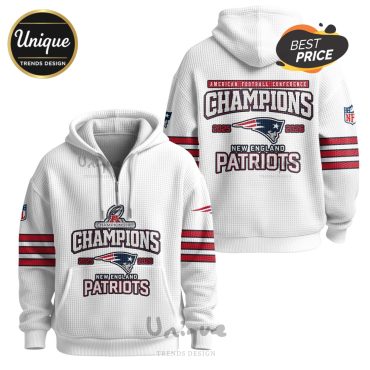 New England Patriots Champions 2025-2026 AFC Championship Zip Waffle Hoodie