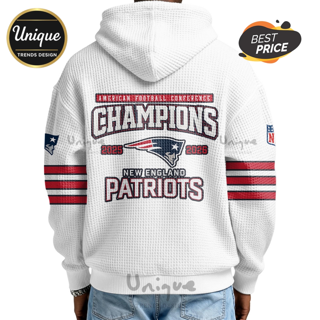 New England Patriots Champions 2025-2026 AFC Championship Zip Waffle Hoodie New England Patriots Champions 2025-2026 AFC Championship Zip Waffle Hoodie