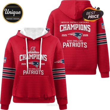 New England Patriots Champions 2025-2026 Football Waffle Hoodie