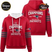 Red hoodie with New England Patriots Champions design for 2025-2026 season.!