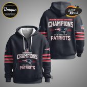 New England Patriots Champions 2025-2026 hoodie design; Front and back views.!
