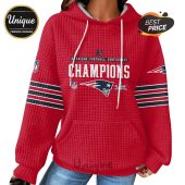 Red hoodie with 'American Football Conference Champions' text and Patriots logo.!