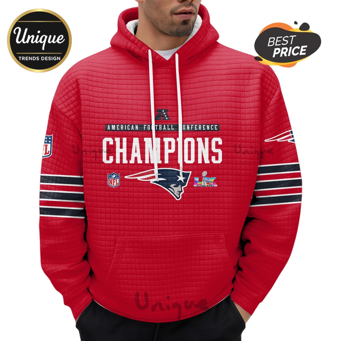 New England Patriots Champions American Football Waffle Hoodie New England Patriots Champions American Football Waffle Hoodie
