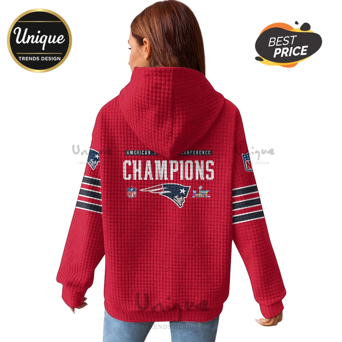 New England Patriots Champions American Football Waffle Hoodie New England Patriots Champions American Football Waffle Hoodie