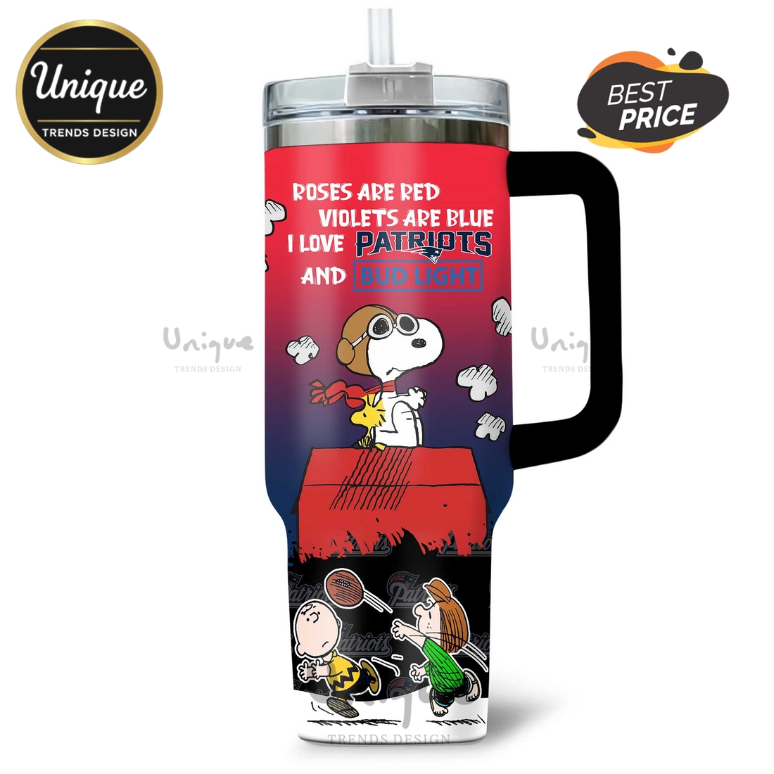 New England Patriots Snoopy Bud Light Personalized Tumbler New England Patriots Snoopy Bud Light Personalized Tumbler