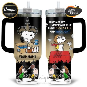 New Orleans Saints Snoopy Personalized 40oz Tumbler