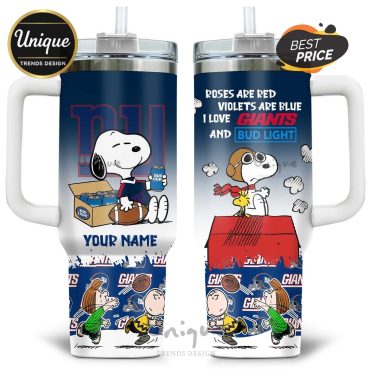 New York Giants Snoopy Roses Are Red Personalized Tumblers 40oz